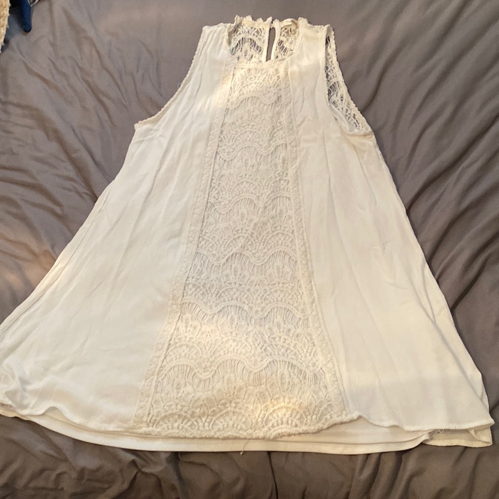 white dress size large crochet details